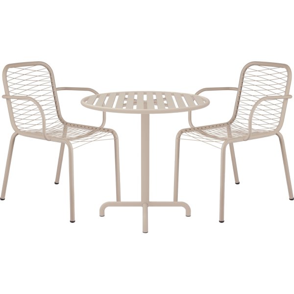 Ivy Cafébord ø76cm + 2 stole Ivy Wire, Taupe