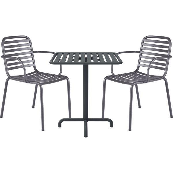 Ivy Cafébord L66cm + 2 stole Ivy Pipe, Antracit