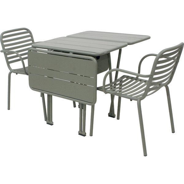 Ivy Foldebord + 2 stole Ivy Pipe, Olivengrøn