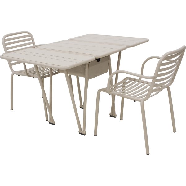 Ivy Foldebord + 2 stole Ivy Pipe, Taupe