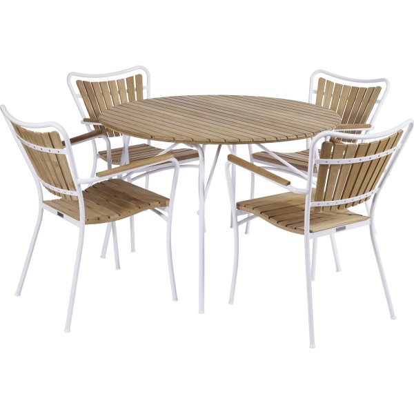 Magnolia Havebord ø110cm + 4 Marguerit stole, Hvid