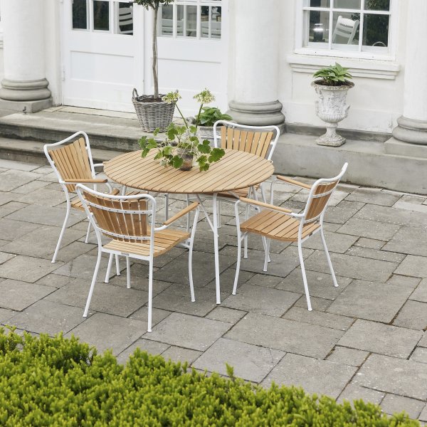 Magnolia Havebord ø110cm + 4 Marguerit stole, Hvid