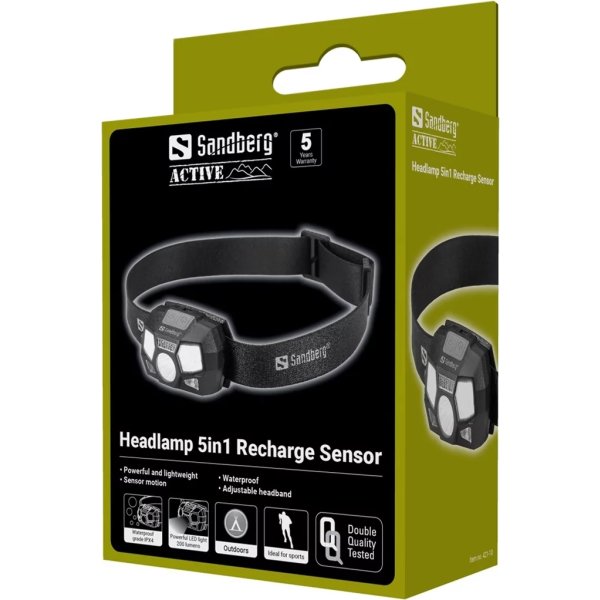 Sandberg 5-i-1 genopladelig sensor pandelampe