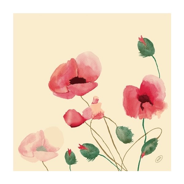 Dunisoft Middagsserviet, Poppy Charm, 60 stk.