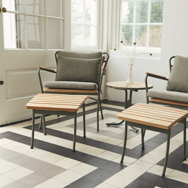 Marguerit Loungebord ø50+2 stole+2 skamler, O.grøn