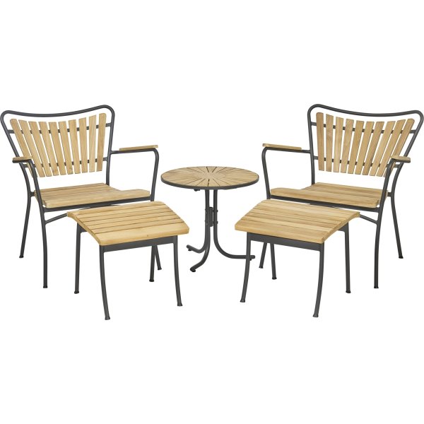 Marguerit Loungebord ø50+2 stole+2 skamler, Antra.