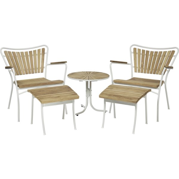 Marguerit Loungebord ø50+2 stole+2 skamler, Hvid