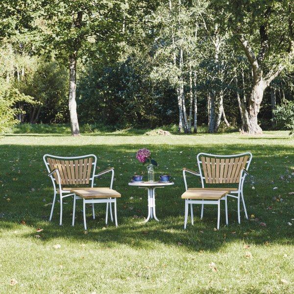 Marguerit Loungebord ø50+2 stole+2 skamler, Hvid