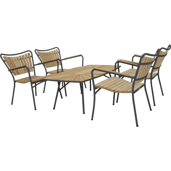 Marguerit Loungesæt m/4stole+bord L130cm, Antracit