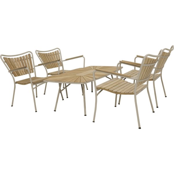 Marguerit Loungesæt m/4stole+bord L130cm, Taupe