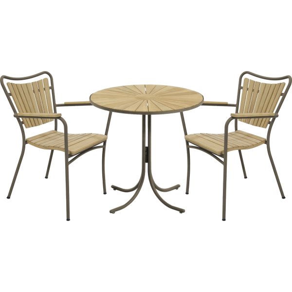 Marguerit Cafébord ø70cm + 2 stole, Mocca