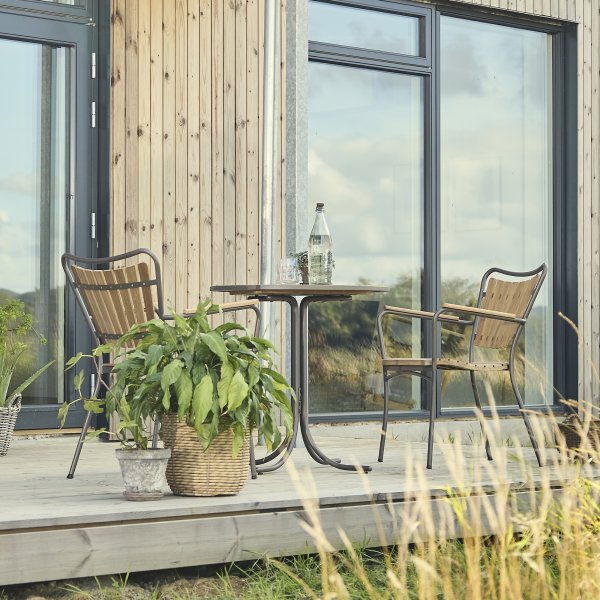 Marguerit Cafébord ø70cm + 2 stole, Mocca