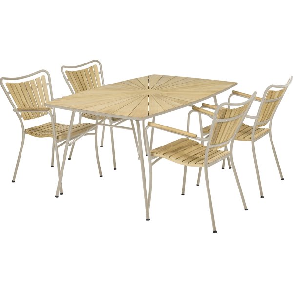 Marguerit Havebord L144cm + 4 stole, Taupe