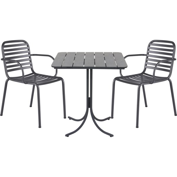 Pure Cafésæt L67cm + 2 stole Ivy Pipe, Antracit