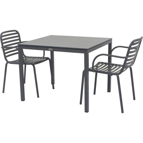 Pure Havebord L82cm + 2 stole Ivy Pipe, Antracit