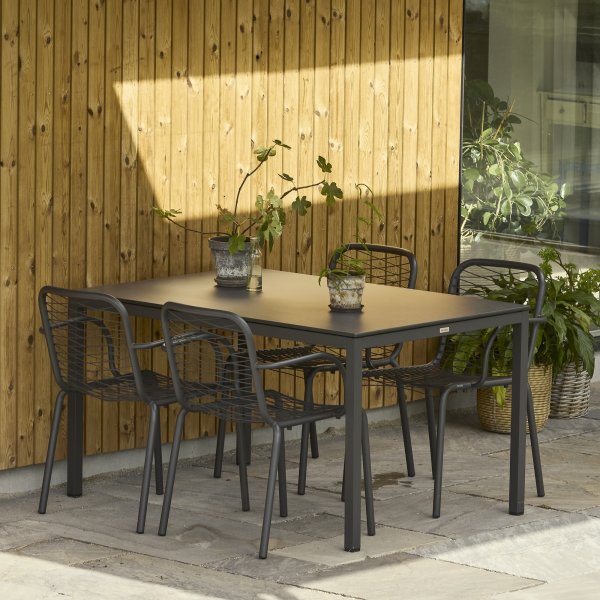 Pure Havebord L132cm + 4 stole Ivy Wire, Antracit