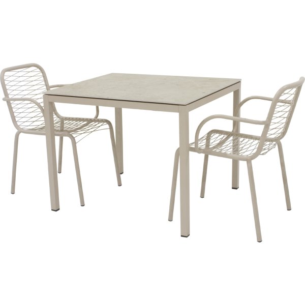 Terra Havebord L82cm + 2 stole Ivy Wire, Taupe