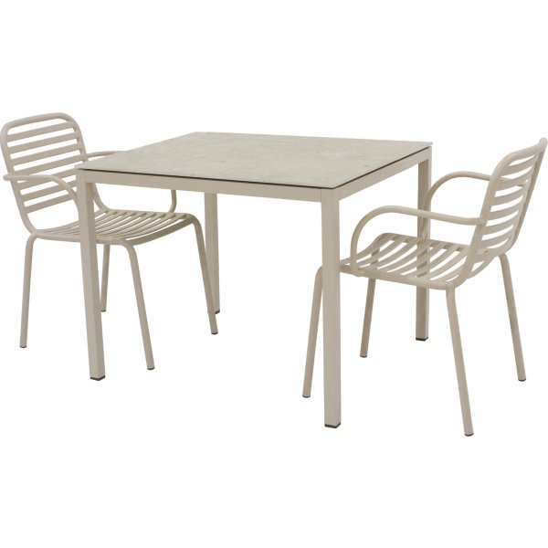 Terra Havebord L82cm + 2 stole Ivy Pipe, Taupe