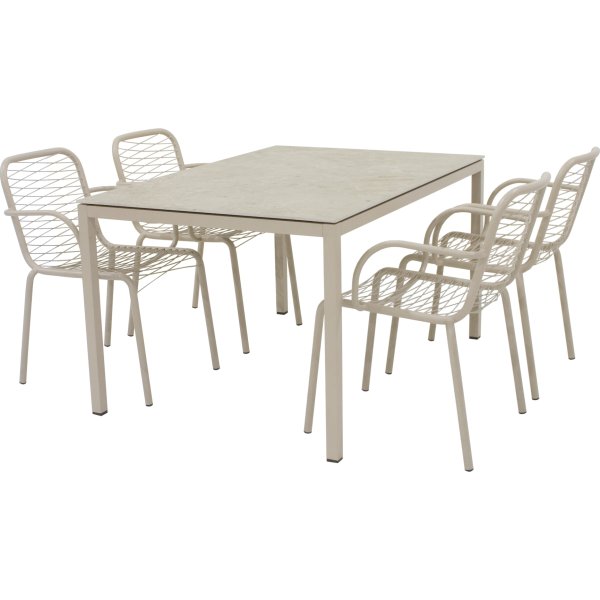 Terra Havebord L132cm + 4 stole Ivy Wire, Taupe