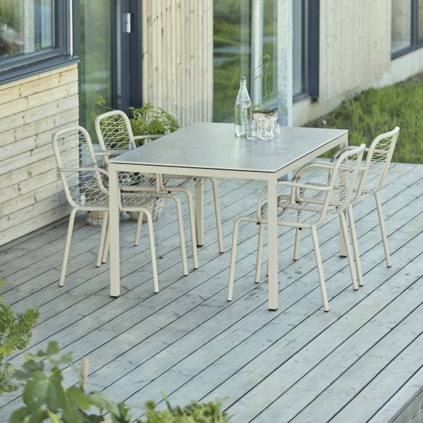 Terra Havebord L132cm + 4 stole Ivy Wire, Taupe