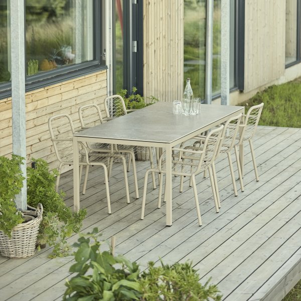 Terra Havebord L197 cm, keramik top, Taupe