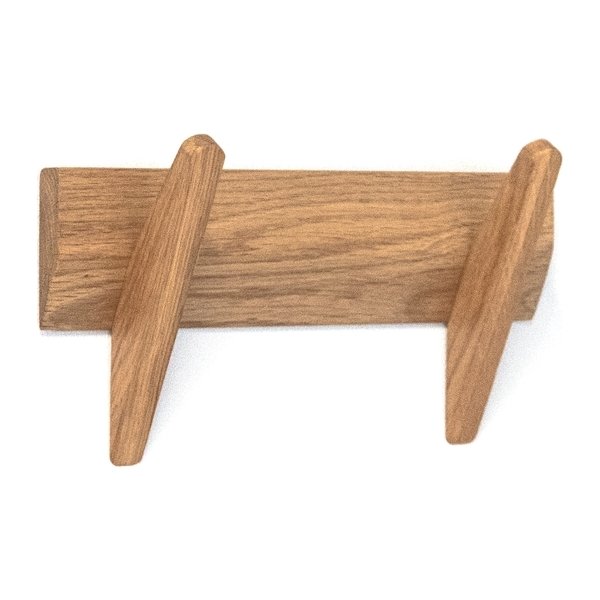 NordicLine Knagerække, olieret eg/2 knager, L30 cm