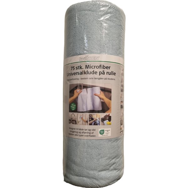 Mikrofiberklude på rulle | 40 x 20 cm | Lyseblå