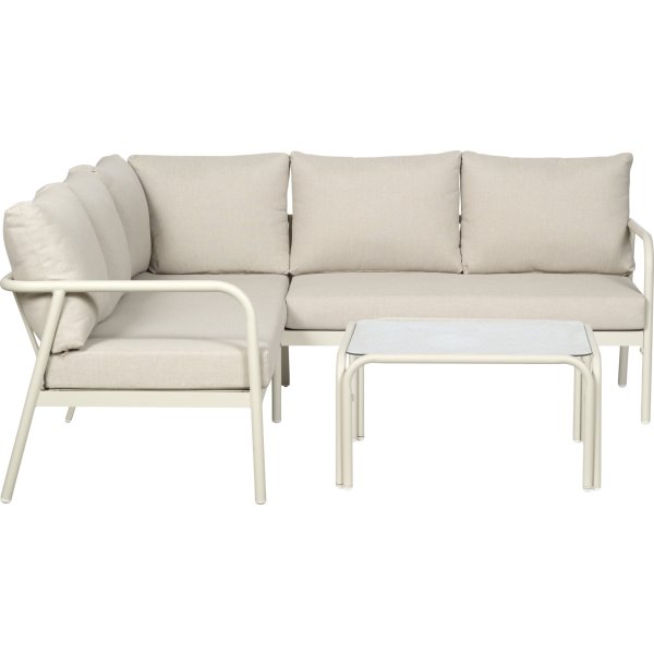 Olga Hjørnesofa m/hynder og bord, beige