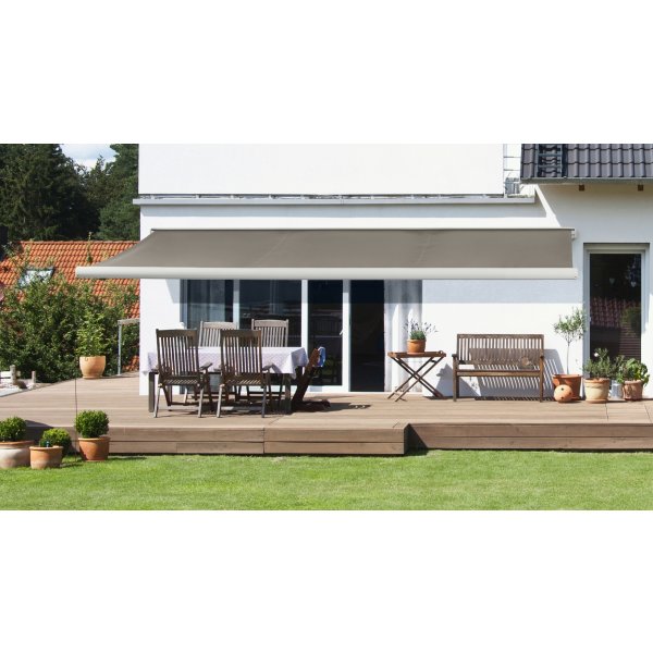 Liana Markise m/motor, 480x300 cm, taupe/hvid