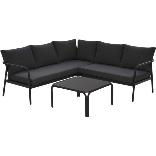 Olga Hjørnesofa m/hynder og bord, sort