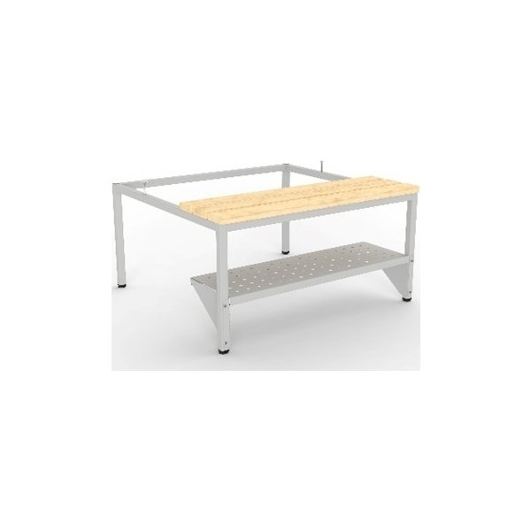 Skohylde til Proff bænk med 4 søjler, 120 cm, grå