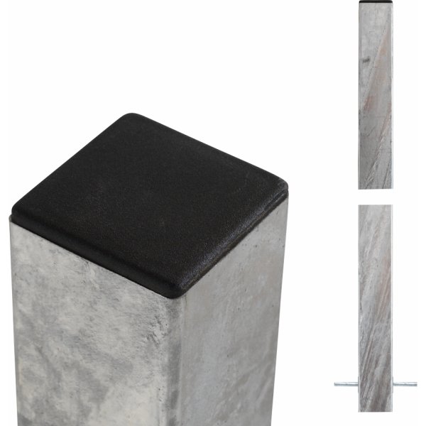 Plus Stålstolpe til nedstøbning, 8x8x186 cm.