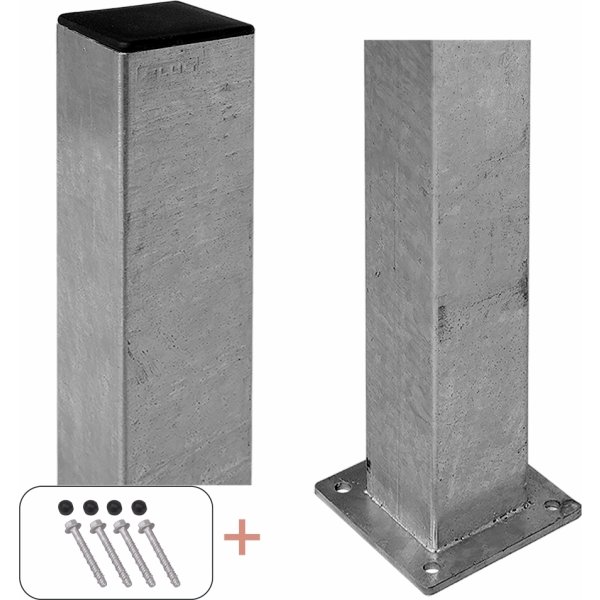 Plus Stålstolpe med fod, 8x8x96 cm.