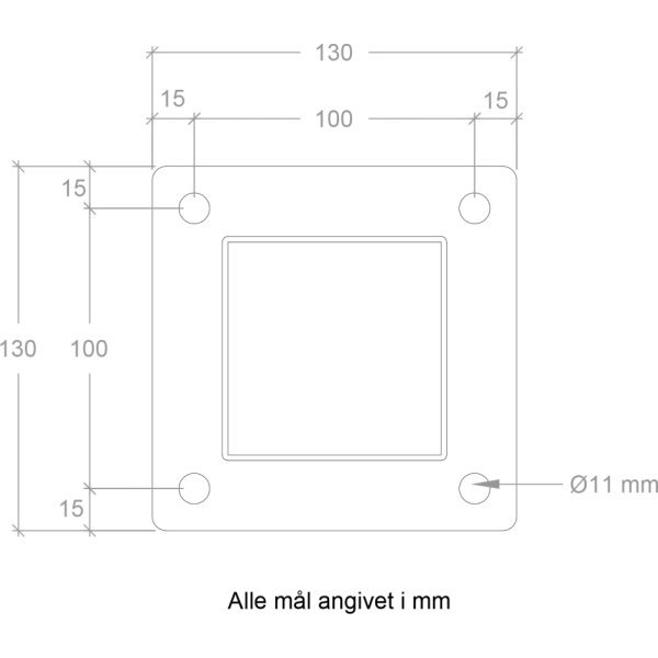 Plus Stålstolpe med fod, 8x8x96 cm.