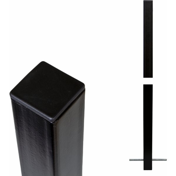 Plus Stålstolpe t/nedstøbning, sort, 4,5x4,5x186cm