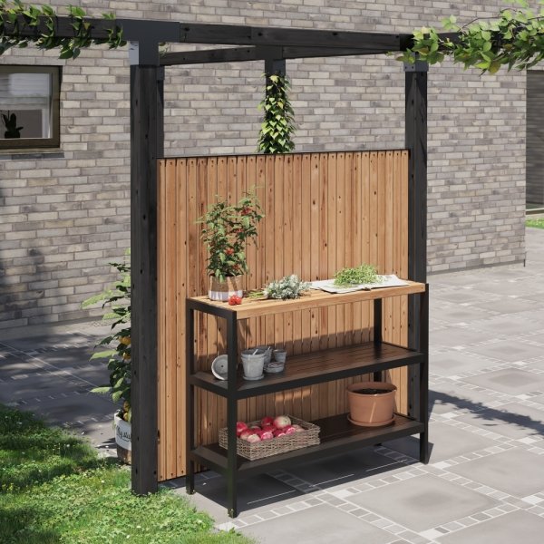 Plus Saga Træhegn, Thermowood, 150x180 cm.