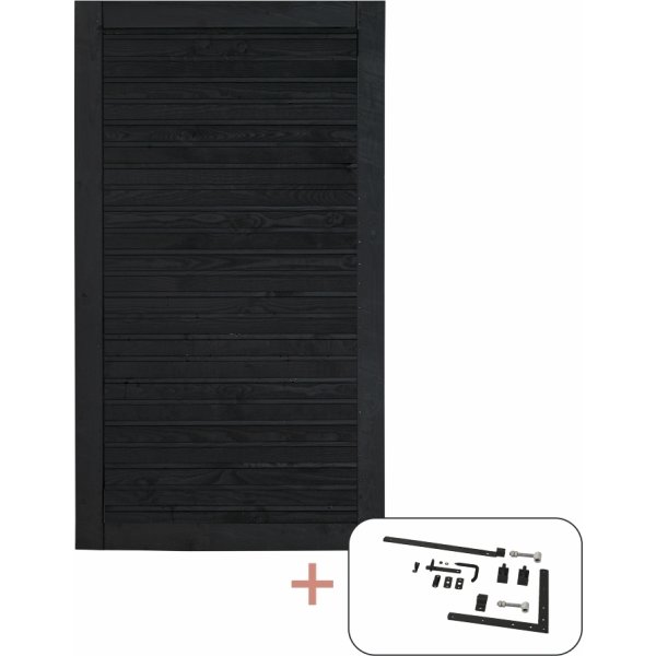 Plus Plank enkeltlåge, sort, 100x163 cm.