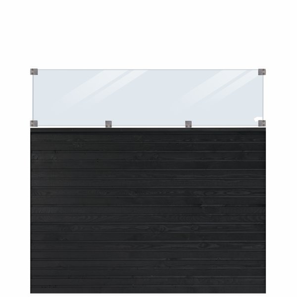 Plus Plank Profilhegn, glas 44,6, sort, 174x163cm
