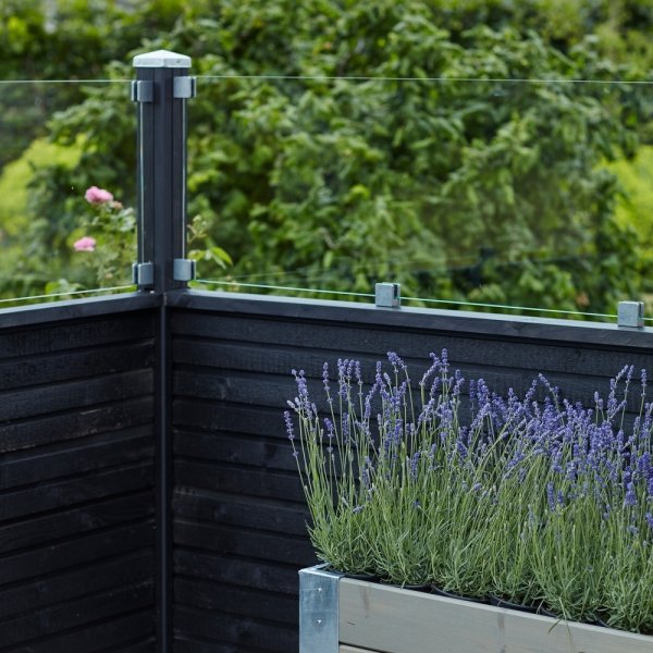 Plus Plank Profilhegn, glas 44,6, sort, 174x163cm