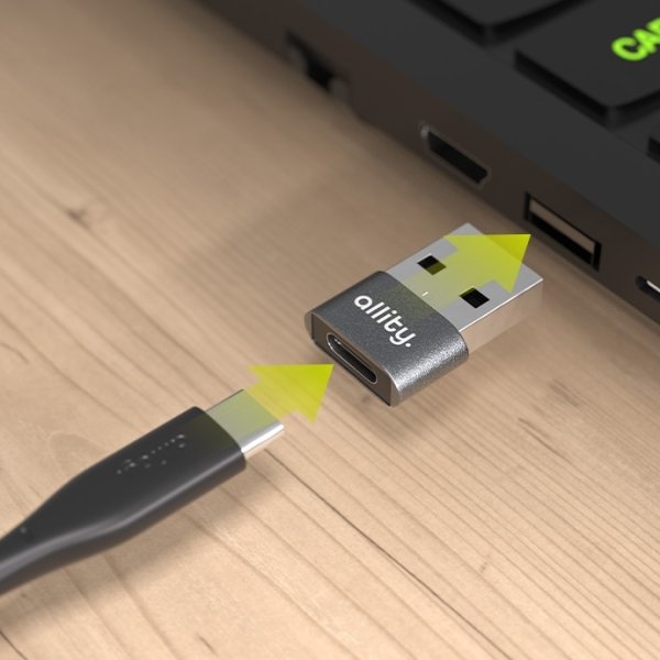 Allity ABA-101 OTG USB-C til USB-A adapter, grå