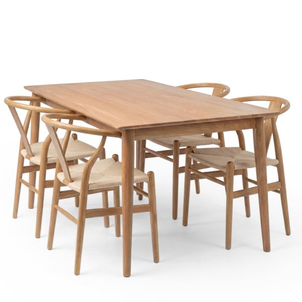 NordicLine kantinesæt m/4 stole m/flet, eg