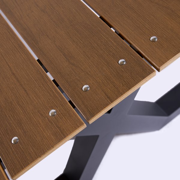 Bord-bænkesæt X-model, teak nonwood, alu stel