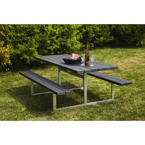 Bord-bænkesæt HEL, antracitgrå nonwood, stålstel