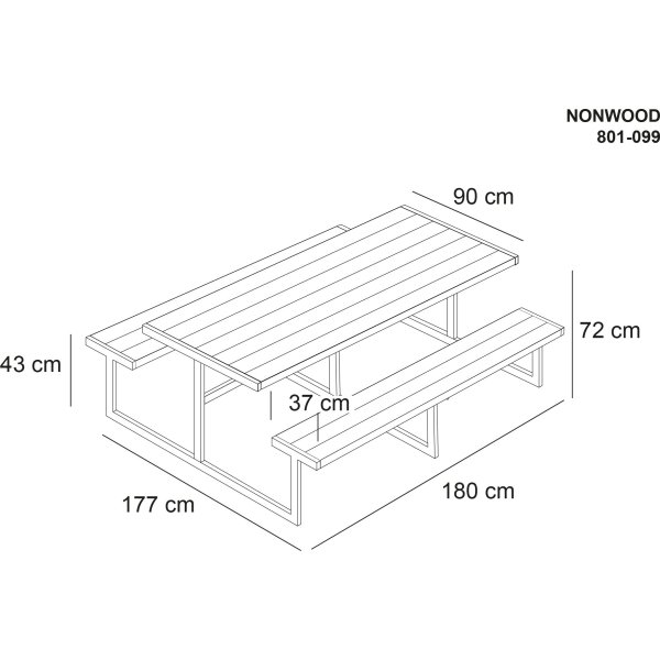 Bord-bænkesæt NJORD, antracitgrå nonwood, stålstel