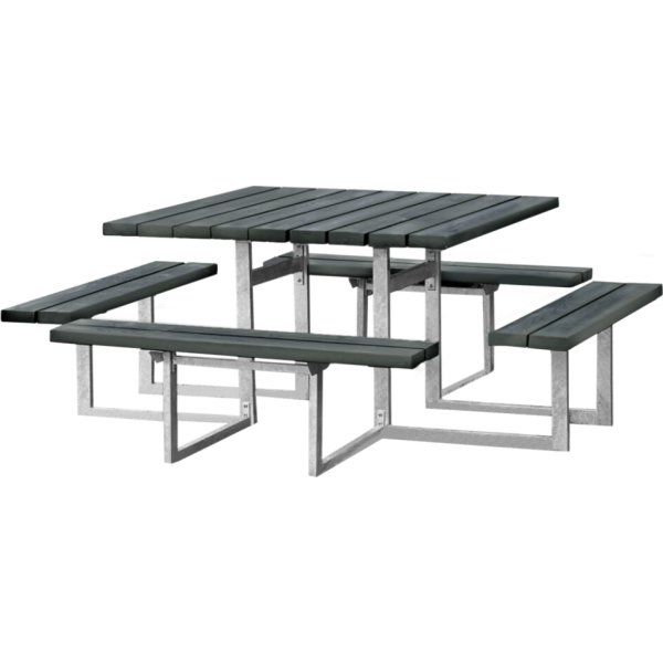 Bord-bænkesæt 8 pers, antracitgrå nonwood stålstel