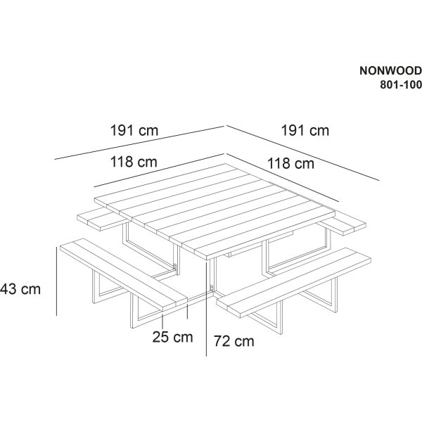Bord-bænkesæt 8 pers, antracitgrå nonwood stålstel