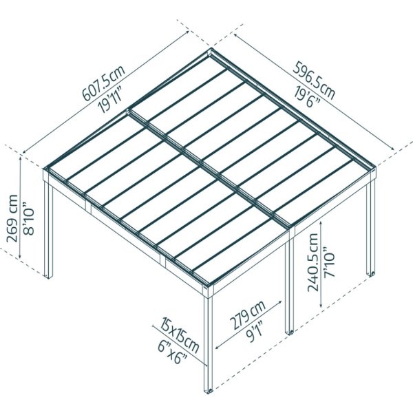 Palram Canopia Carport Oslo 2 biler, 6x6 meter