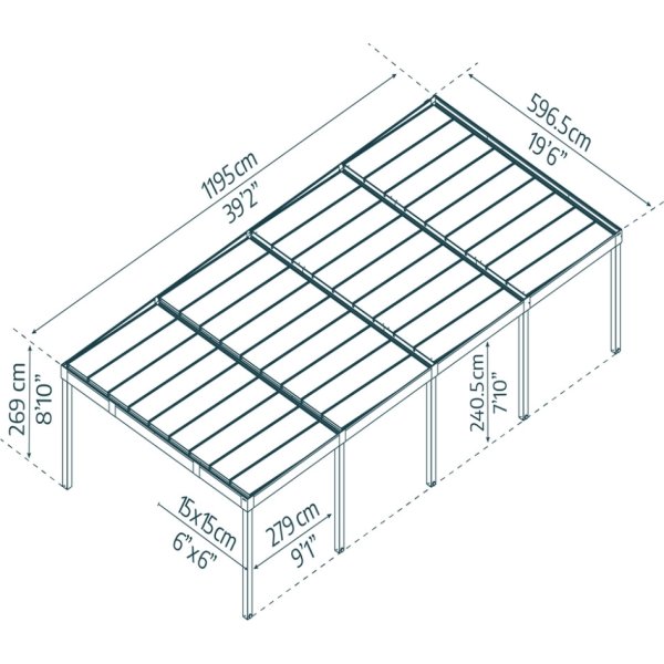 Palram Canopia Carport Oslo 4 biler, 6x12 meter