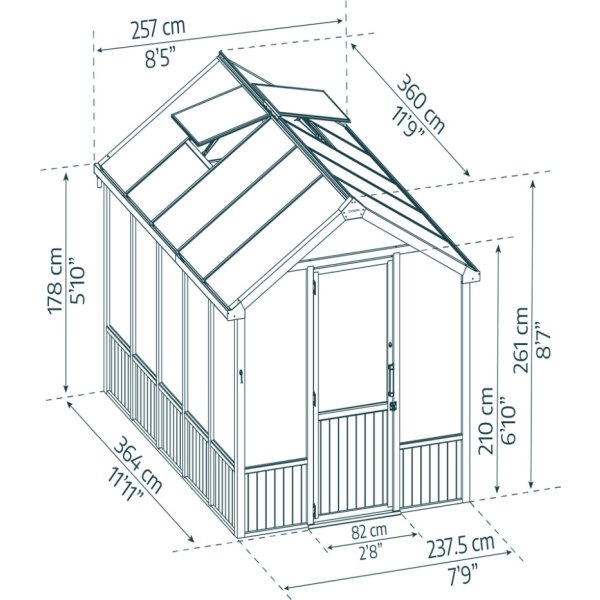 Palram Canopia Drivhus Natura, cedertræ, 8,6 m2