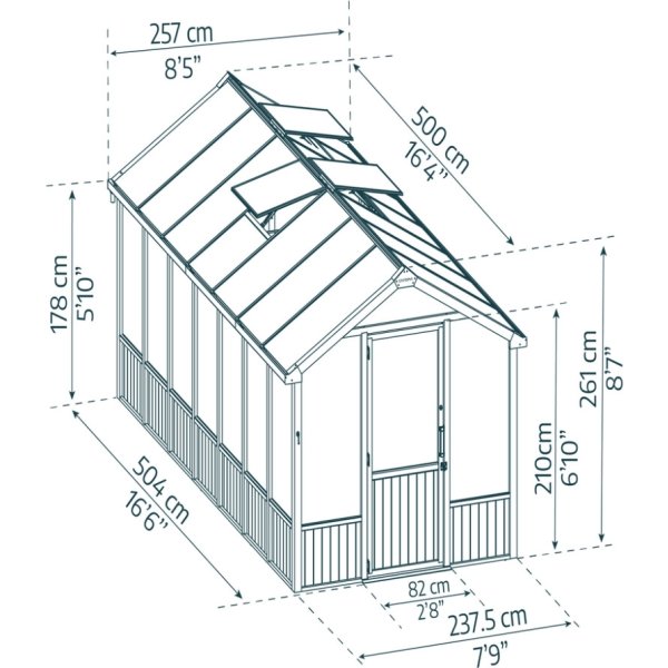 Palram Canopia Drivhus Natura, cedertræ, 12 m2